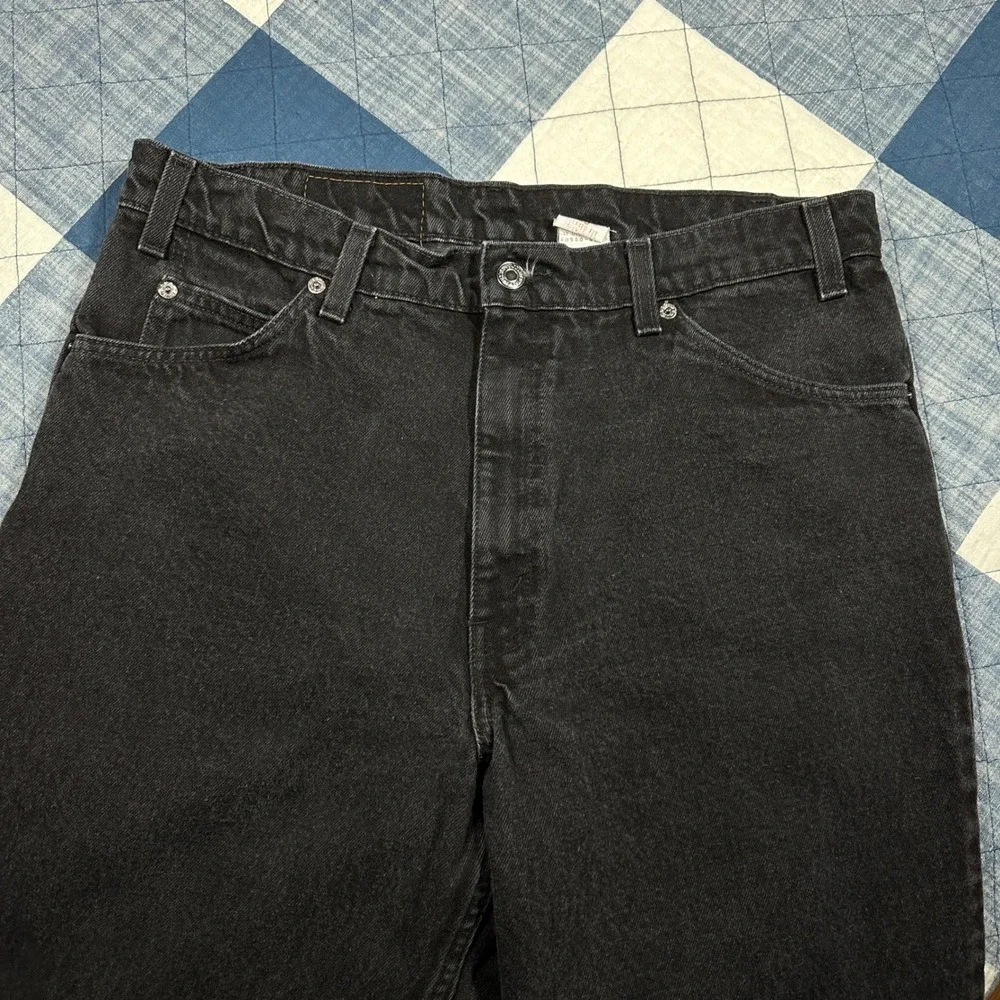 VTG 90s Levi's 550 Orange Tab Red Batwing Black Relaxed Fit Tapered Jeans *34x30